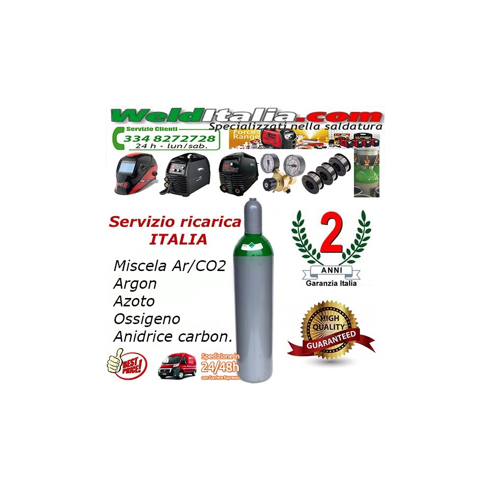 Bombola Azoto 5 Litri - Carica 1 MC, Valvola Italiana, Per Uso Professionale E Hobby