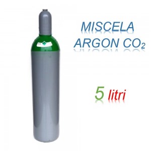 Bombola 5 litri miscela ARGON - CO2 Ricaricabile 200 bar per saldatrice a filo EE