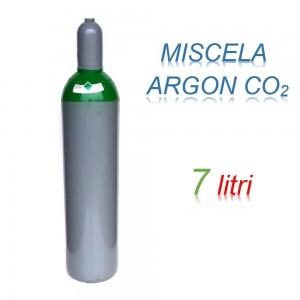 Bombola 7 litri miscela ARGON - CO2 Ricaricabile 200 bar per saldatrice a filo EE