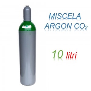 Bombola 10 litri miscela ARGON - CO2 Ricaricabile 200 bar per saldatrice a filo EE