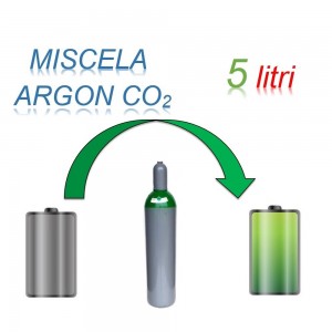Servizio Ricarica Bombola Miscela Argon-Anidride Carbonica 5 Litri - Ritiro - Carica - Consegna Ar+CO2