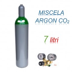 Bombola 7 litri miscela ARGON - CO2 Ricaricabile 200 bar EE + riduttore di pressione  per saldatrice a filo