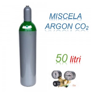 Bombola 50 litri miscela ARGON - CO2 Ricaricabile 200 bar + riduttore di pressioneper saldatrice a filo EE
