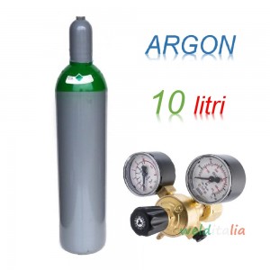 Bombola 10 litri ARGON Ricaricabile 200 bar EE + riduttore di pressione per saldatrice a filo e TIG