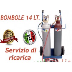 KIT Saldatura Autogena Carrello con Cannello + Bombole Ossigeno/Acetilene da 14 Litri