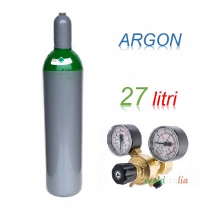 Bombola 27 litri ARGON Ricaricabile 200 bar EE + riduttore di pressione per saldatrice a filo e TIG