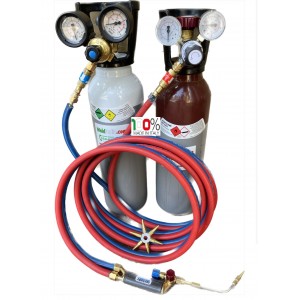 Bombola ricaricabile ossigeno industriale da 50 litri CARICA con riduttore  di pressione a 200 bar 2 manometri
