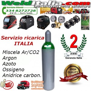 BOMBOLA RICARICABILE 5 LT. 200 BAR MISCELA ARGON CO2 X SALDATRICE A FILO EE