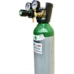 Bombola ricaricabile argon industriale da 14 litri carica a 200 bar classe 5.0 con valvola residuale e riduttore di pressione