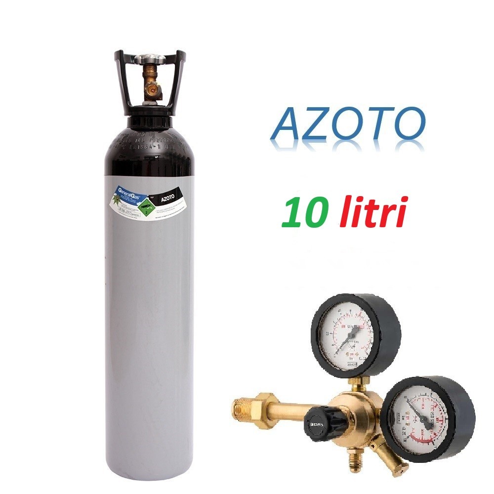Bombola Azoto 10 litri con riduttore 60 bar