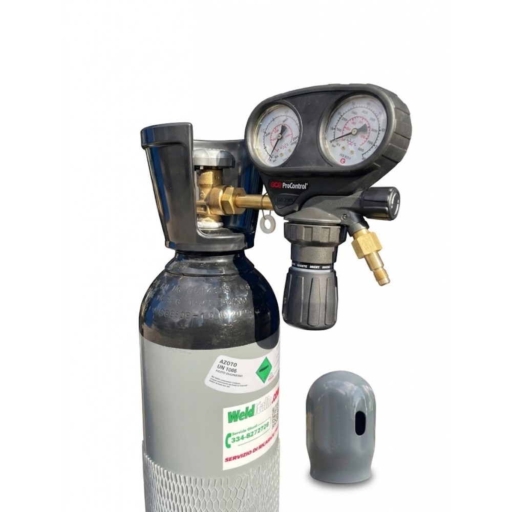 Bombola 7 litri AZOTO Ricaricabile 200 bar EE + riduttore di pressione Major 60 HP a 60 bar